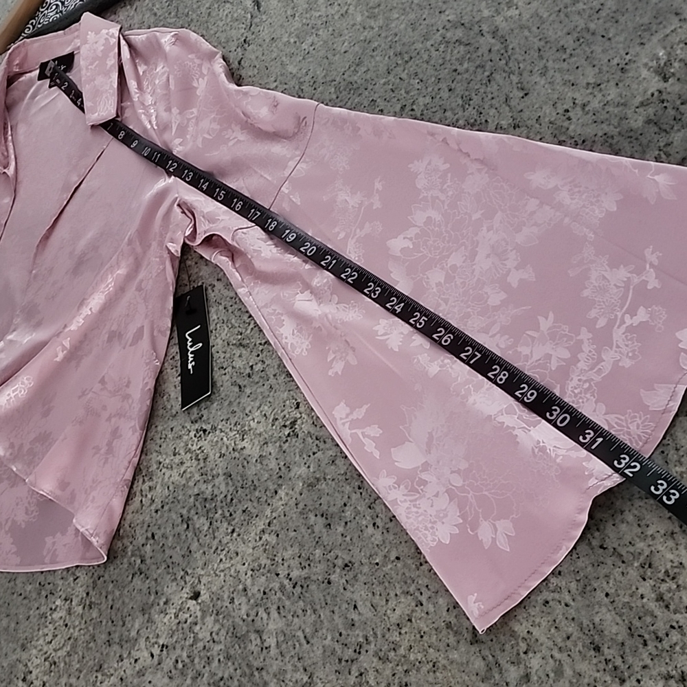 NWT...Lulus pink floral printed boho tie front blouse! - Picture 12 of 12